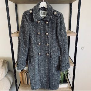 Coach Wool Alpaca  Metallic Boucle Military Coat